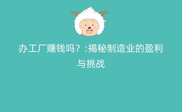 办工厂赚钱吗？:揭秘制造业的盈利与挑战