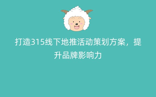 打造315线下地推活动策划方案，提升品牌影响力