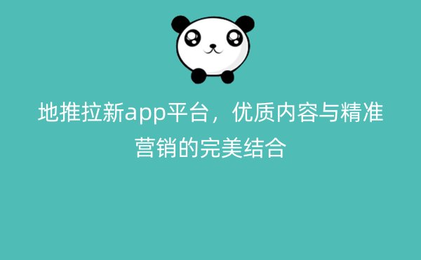 地推拉新app平台，优质内容与精准营销的完美结合