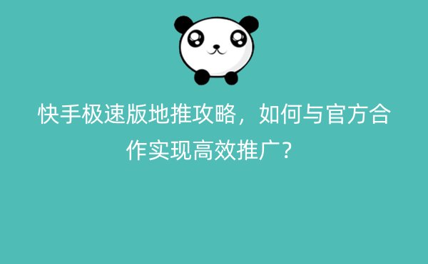 快手极速版地推攻略，如何与官方合作实现高效推广？