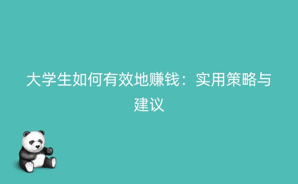 大学生如何有效地赚钱：实用策略与建议