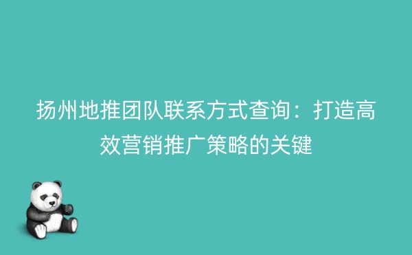 扬州地推团队联系方式查询：打造高效营销推广策略的关键