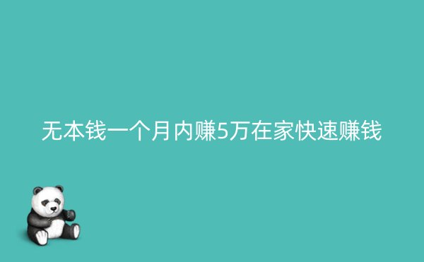 无本钱一个月内赚5万在家快速赚钱