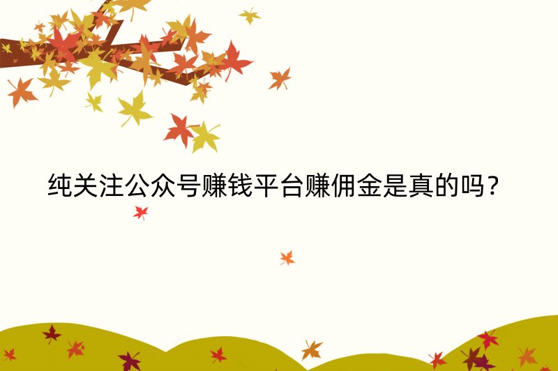 纯关注公众号赚钱平台赚佣金是真的吗？