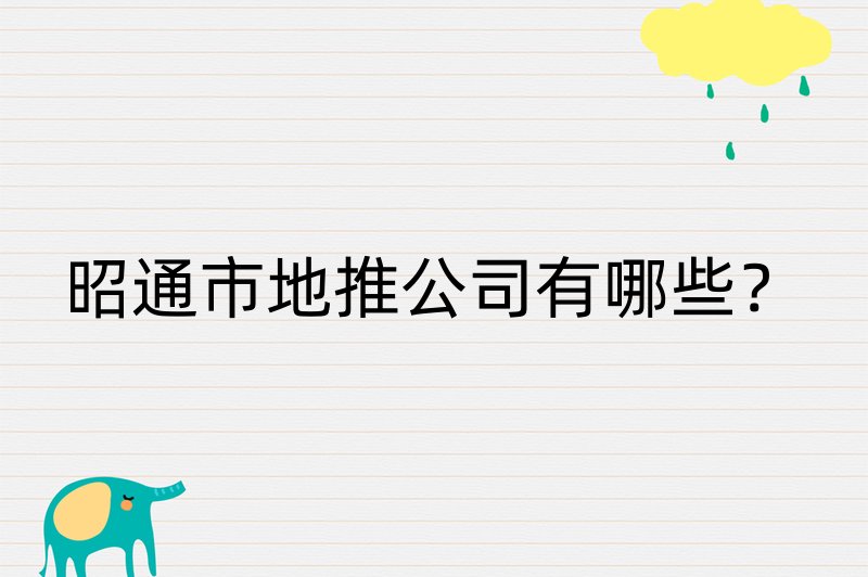 昭通市地推公司有哪些？