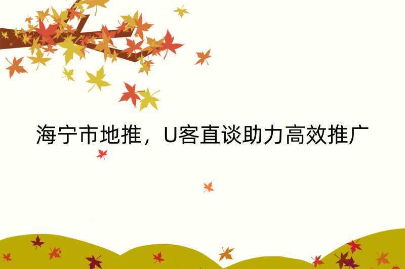 海宁市地推，U客直谈助力高效推广