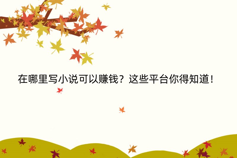 在哪里写小说可以赚钱？这些平台你得知道！