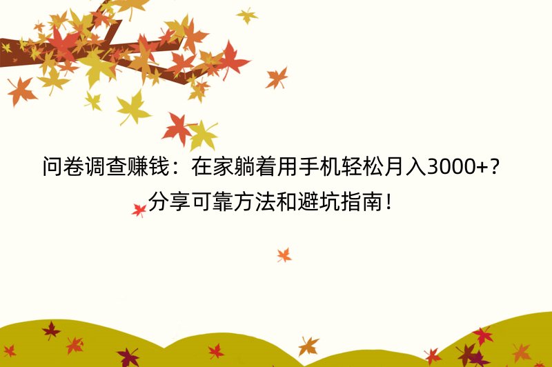 问卷调查赚钱：在家躺着用手机轻松月入3000+？分享可靠方法和避坑指南！