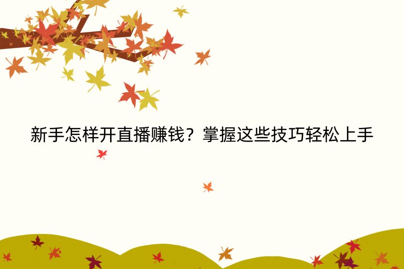 新手怎样开直播赚钱？掌握这些技巧轻松上手