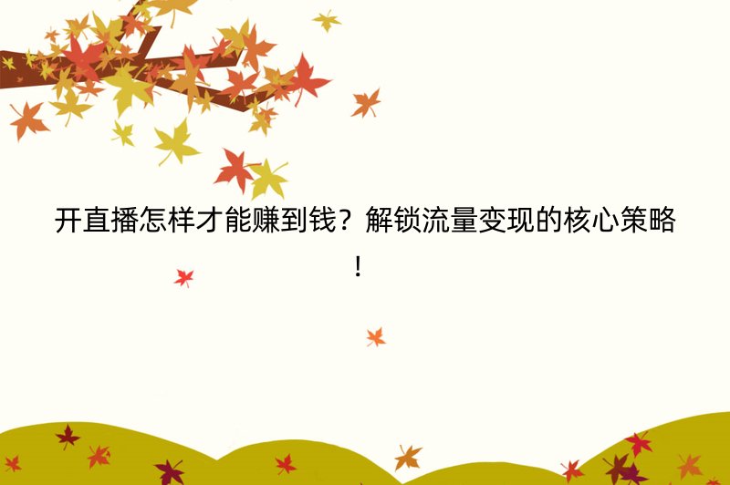 开直播怎样才能赚到钱？解锁流量变现的核心策略！