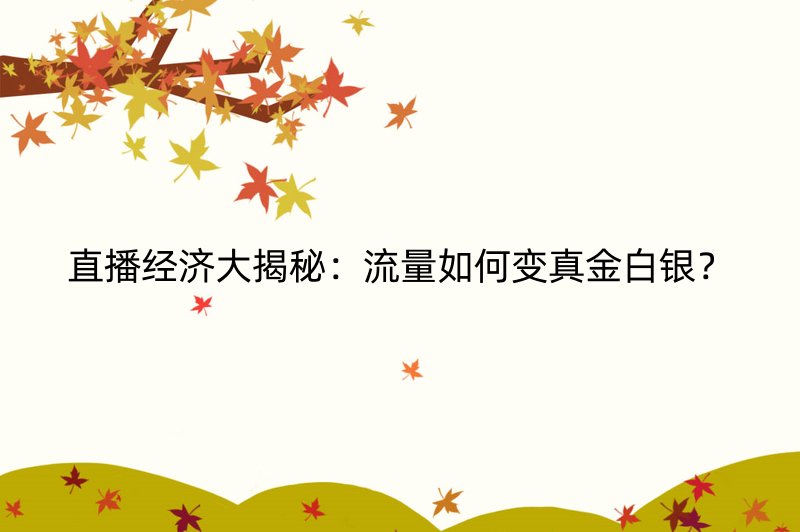 直播经济大揭秘：流量如何变真金白银？